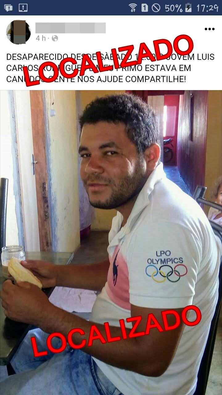 LOCALIZADO JOVEM DE VÁRZEA DA EMA-BA QUE ESTAVA DESAPARECIDO